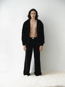 Black Cotton Hooded Sweatshirt