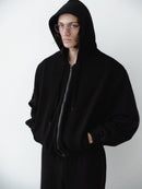 Black Cotton Hooded Sweatshirt