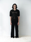 Black Logo Printed Sports Mesh T-Shirt