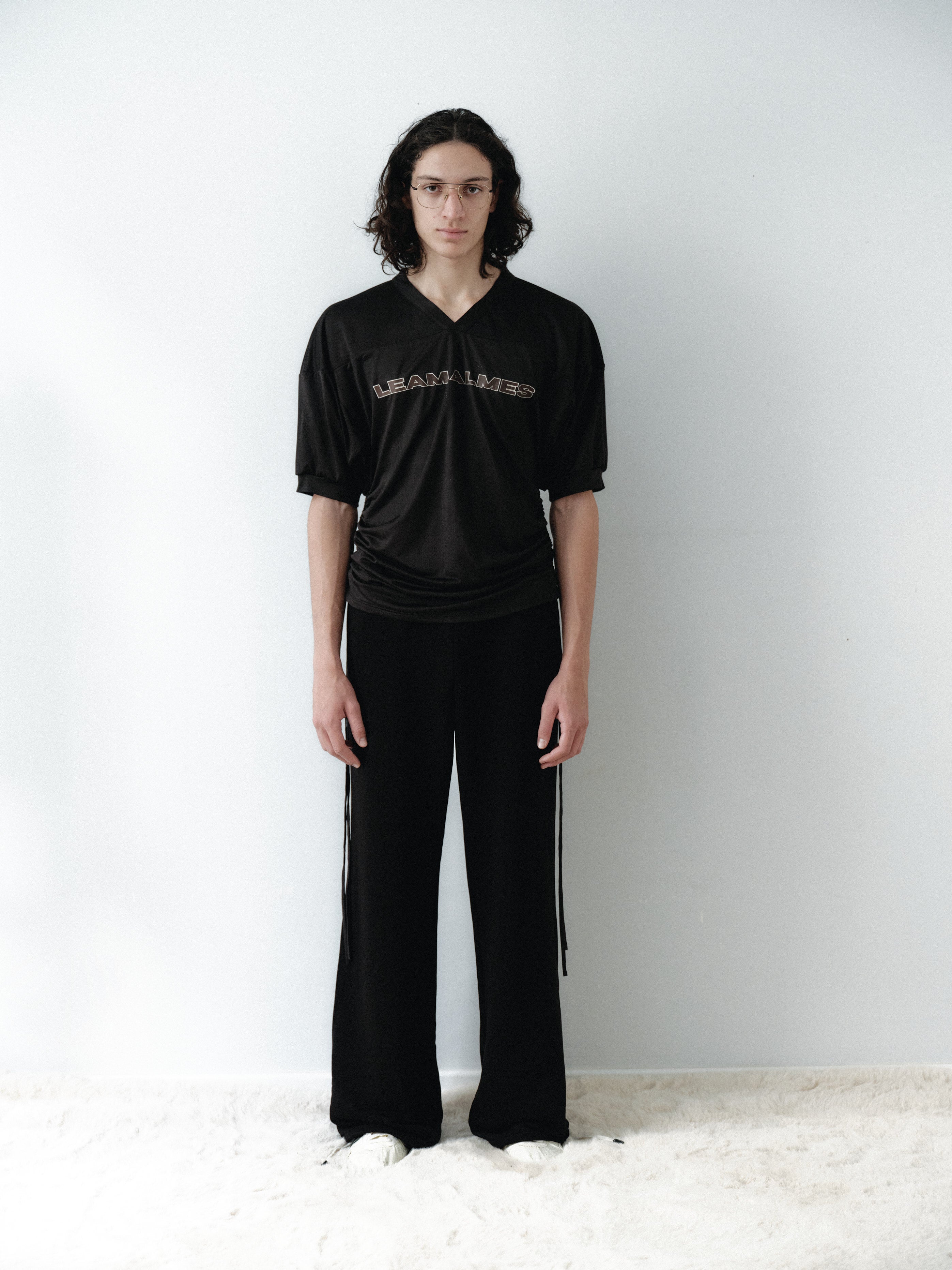 Black Logo Printed Sports Mesh T-Shirt