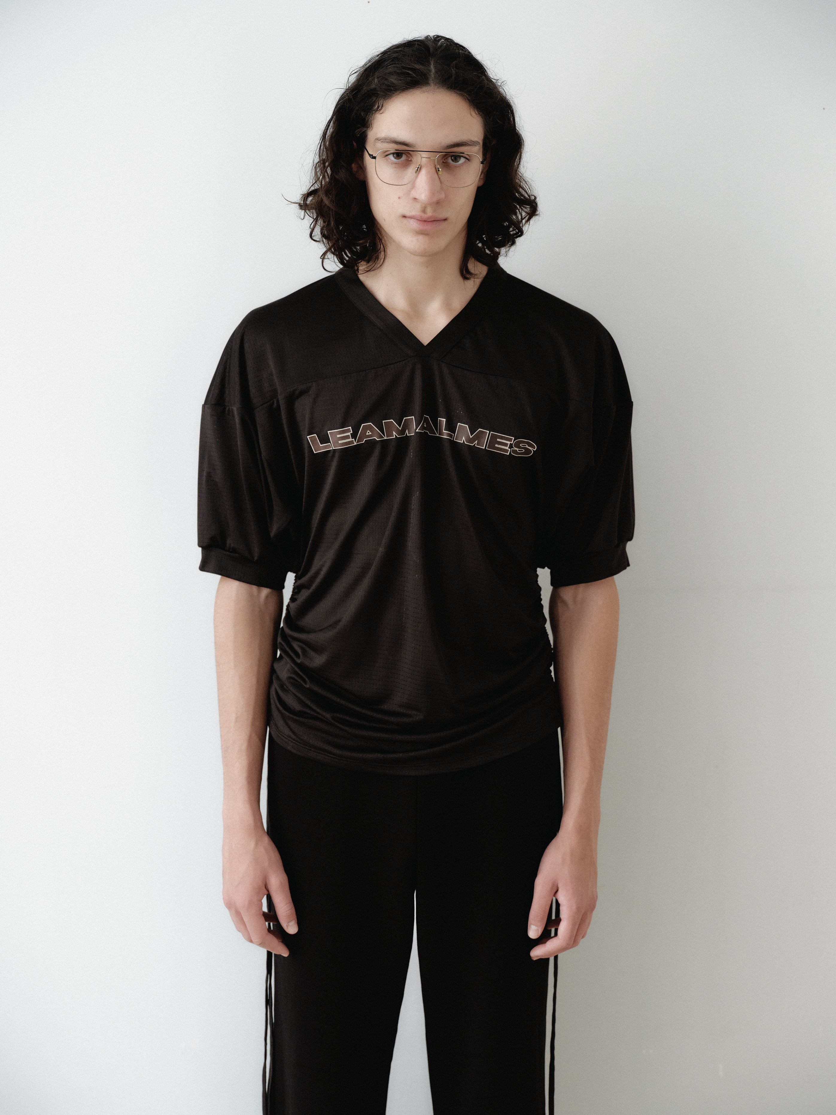 Black Logo Printed Sports Mesh T-Shirt