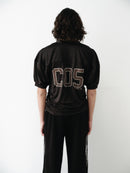 Black Logo Printed Sports Mesh T-Shirt