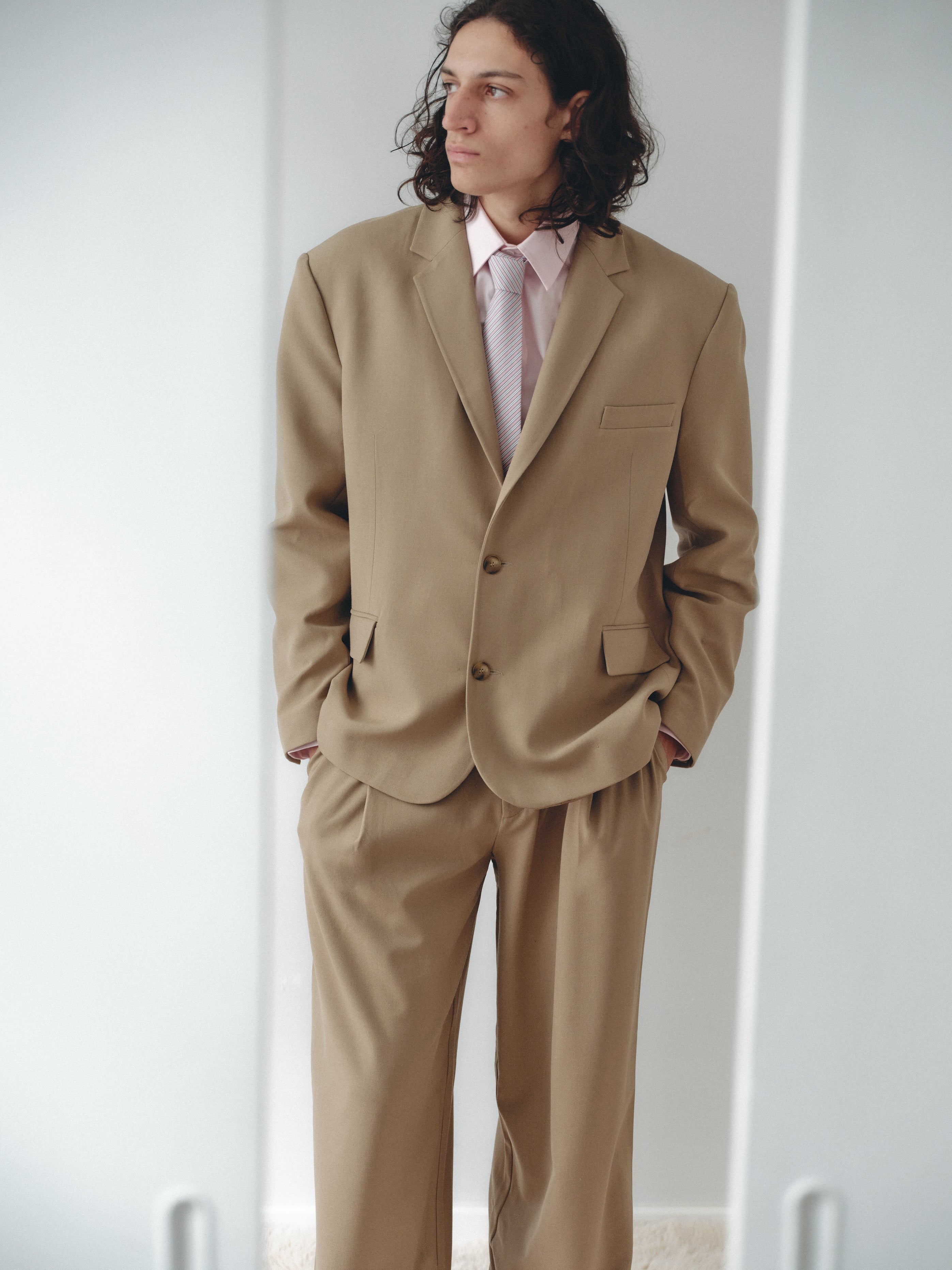 Camel Unisex Pants With Adjustable Cummerbund