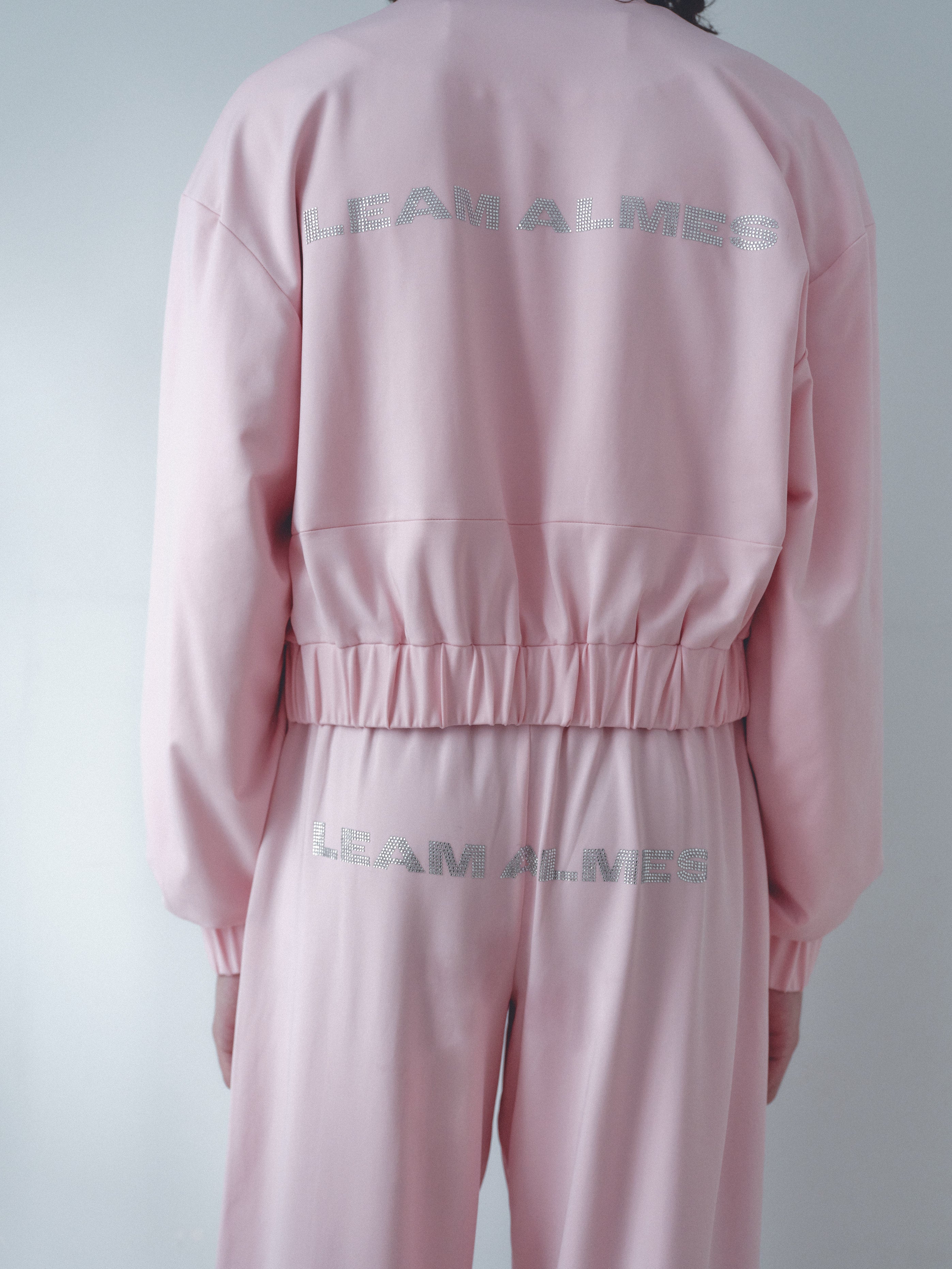 Pink Cropped Sweatshirt with Logo Print