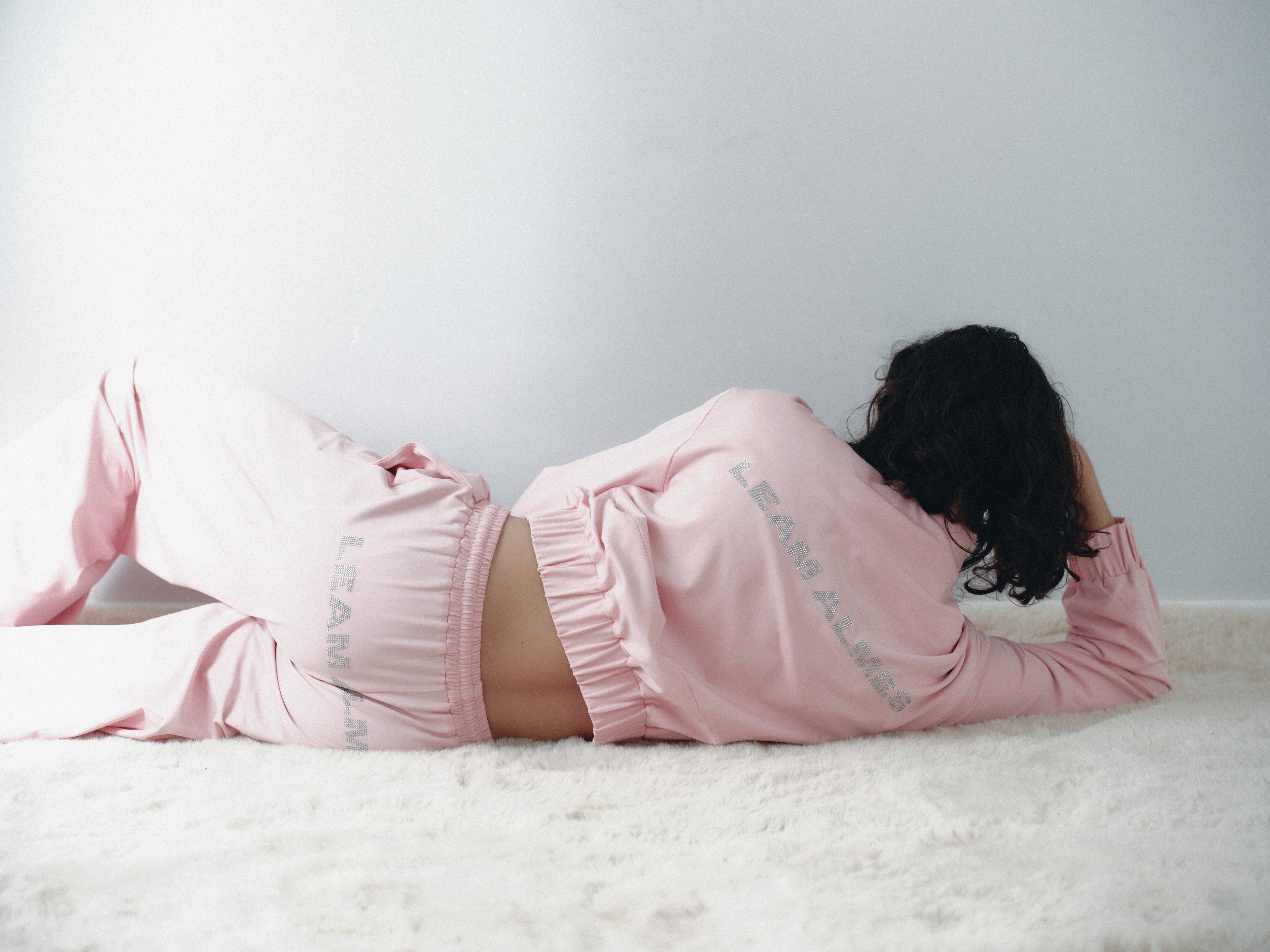 Pink Cropped Sweatshirt with Logo Print