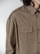 Khaki Oversized Unisex Shirt with Pockets