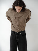 Khaki Oversized Unisex Shirt with Pockets