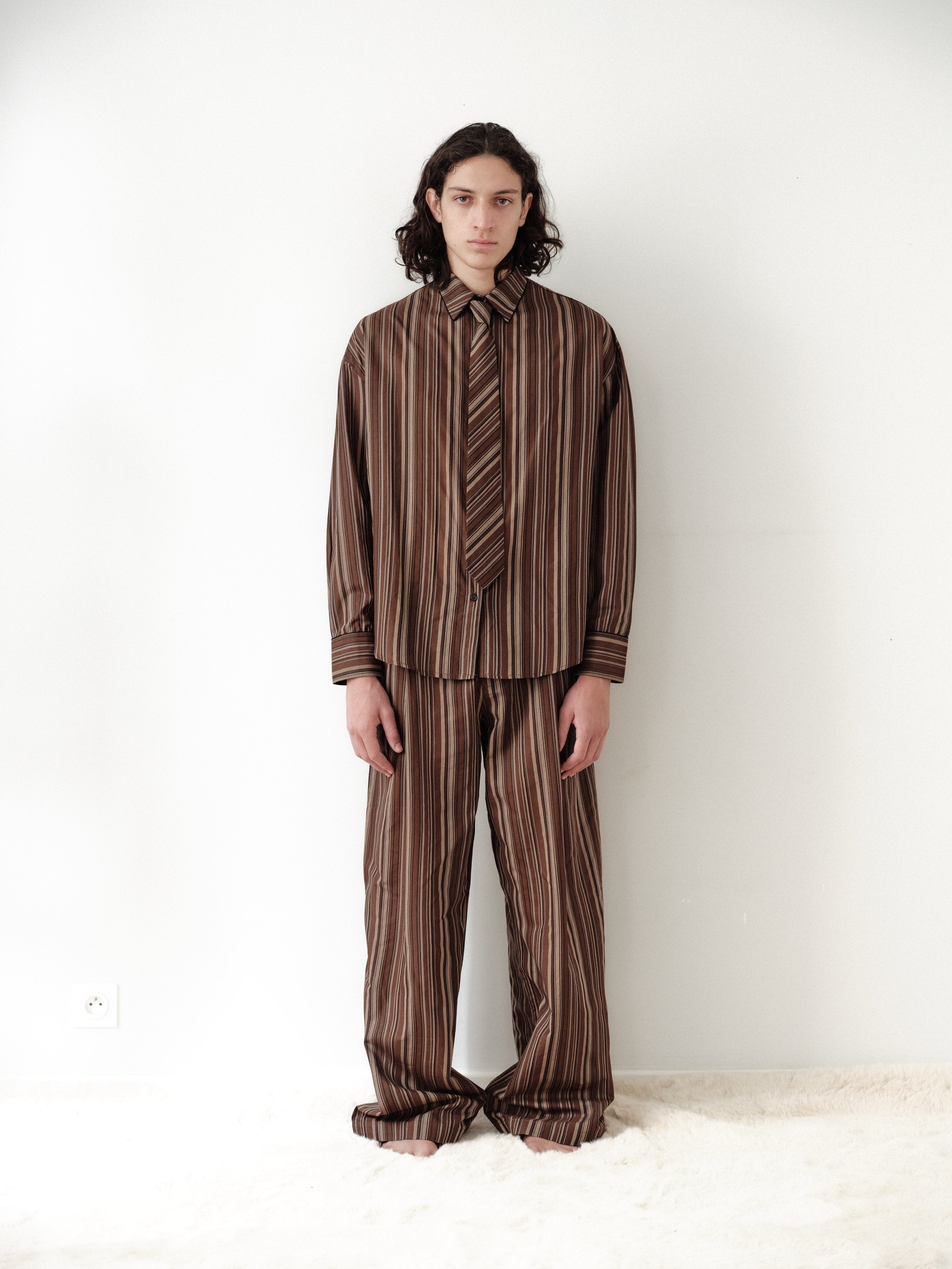Brown Striped Unisex Pants