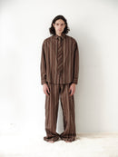Brown Striped Oversize Unisex Shirt with Tie