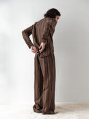 Brown Striped Oversize Unisex Shirt with Tie