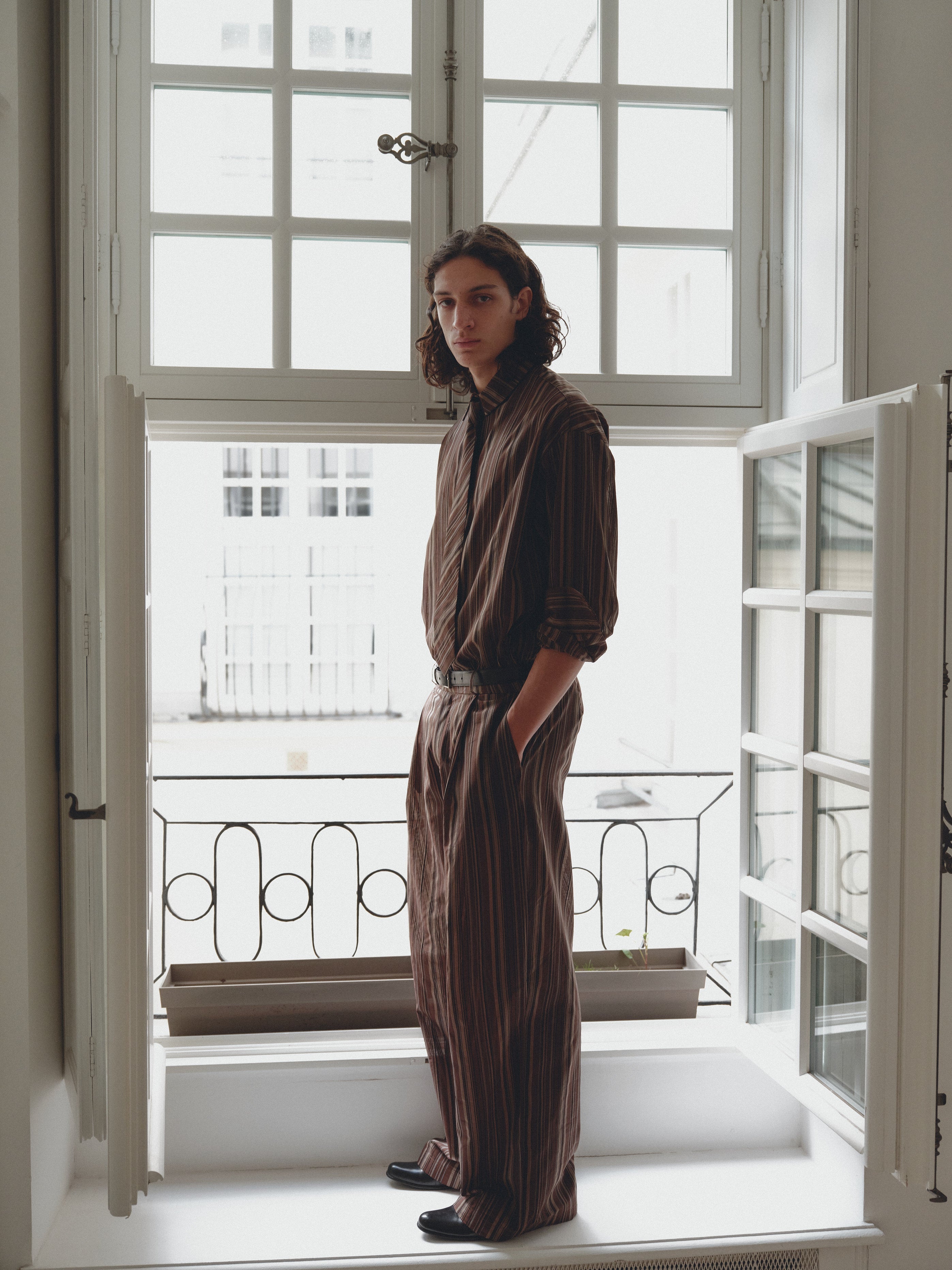 Brown Striped Unisex Pants