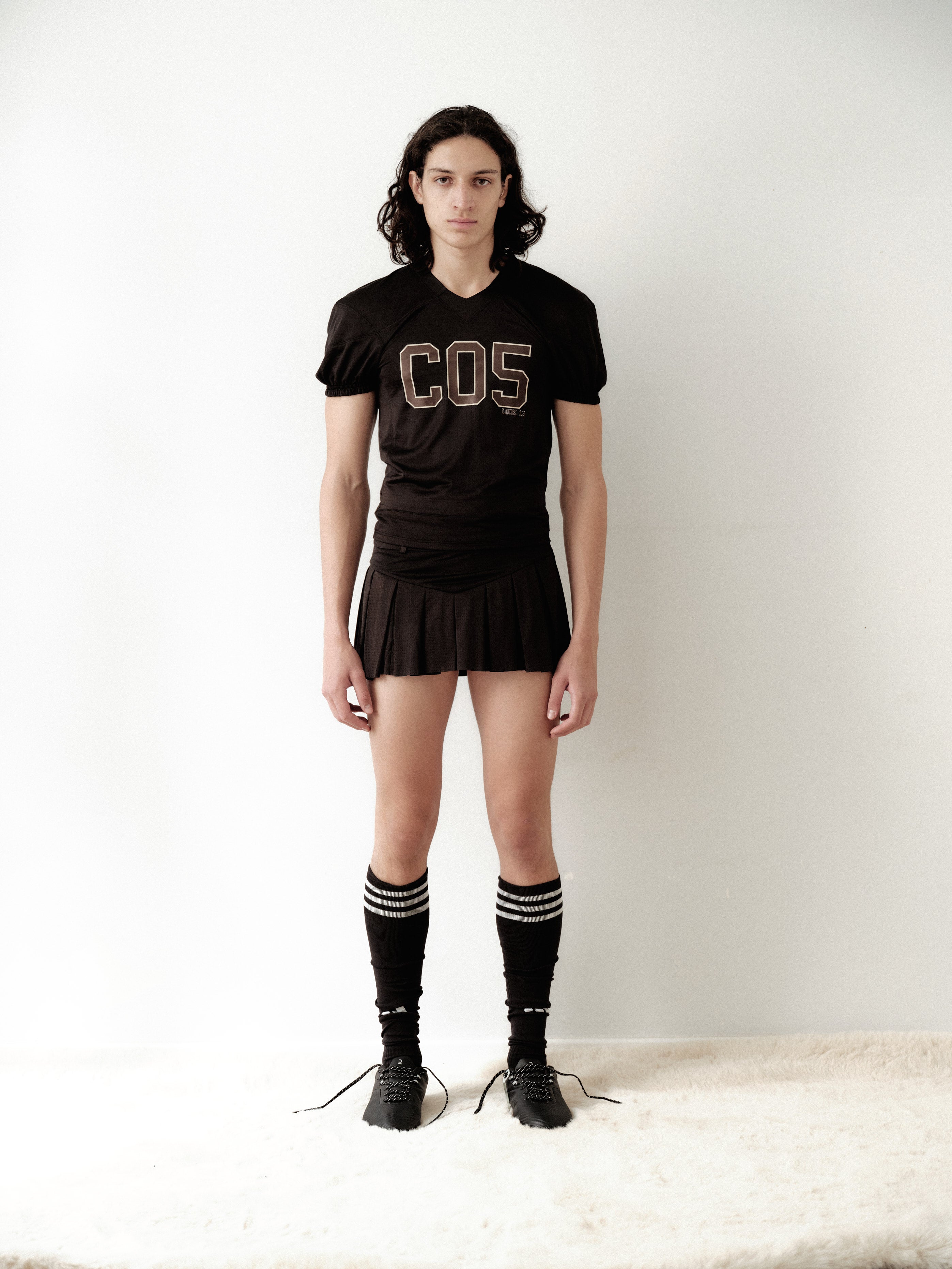 Black Logo Printed Sports Mesh Crop Top