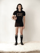 Black Mesh Pleated Mini Skort