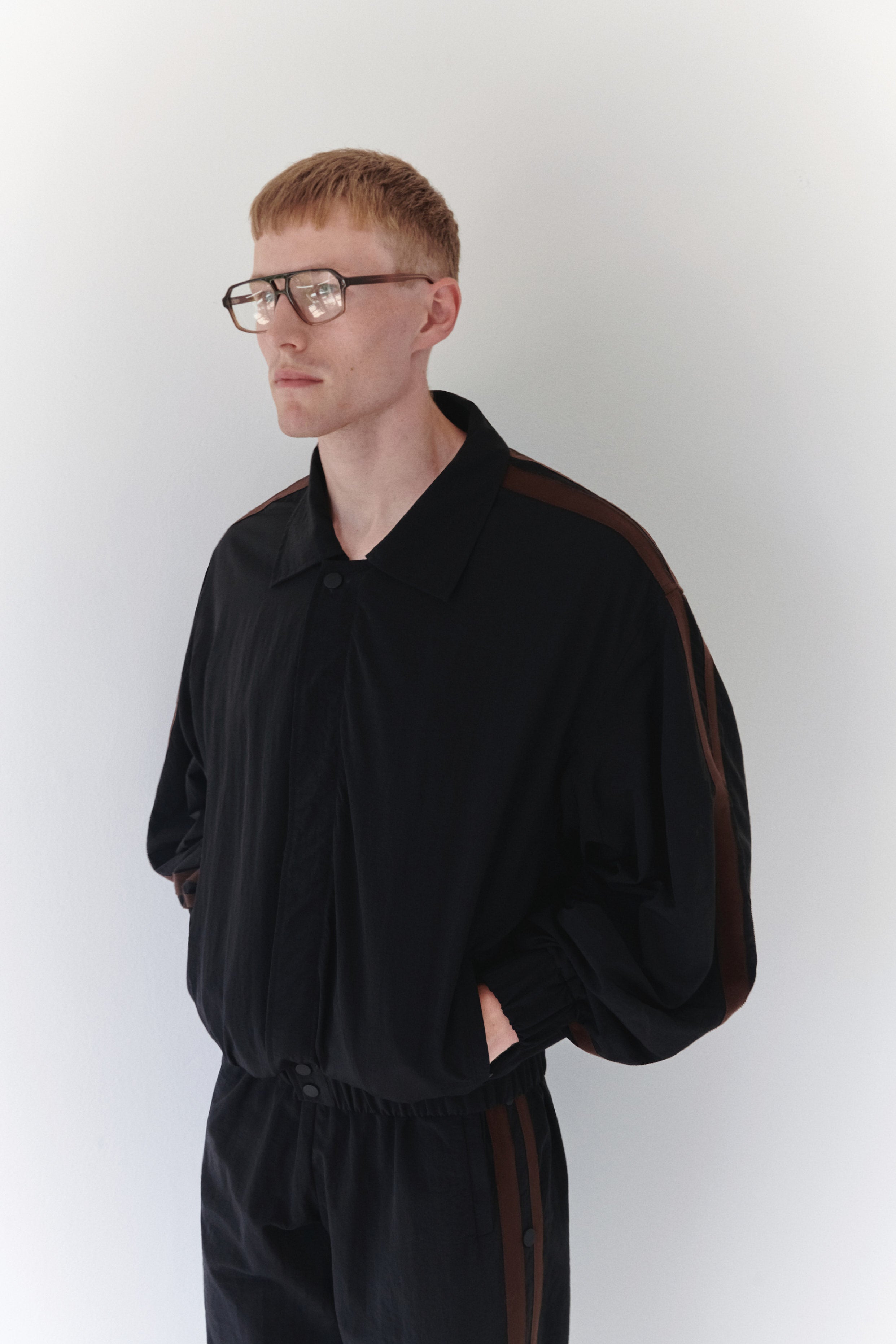 Water Resistant Parachute Bomber Jacket With Brown Stripes